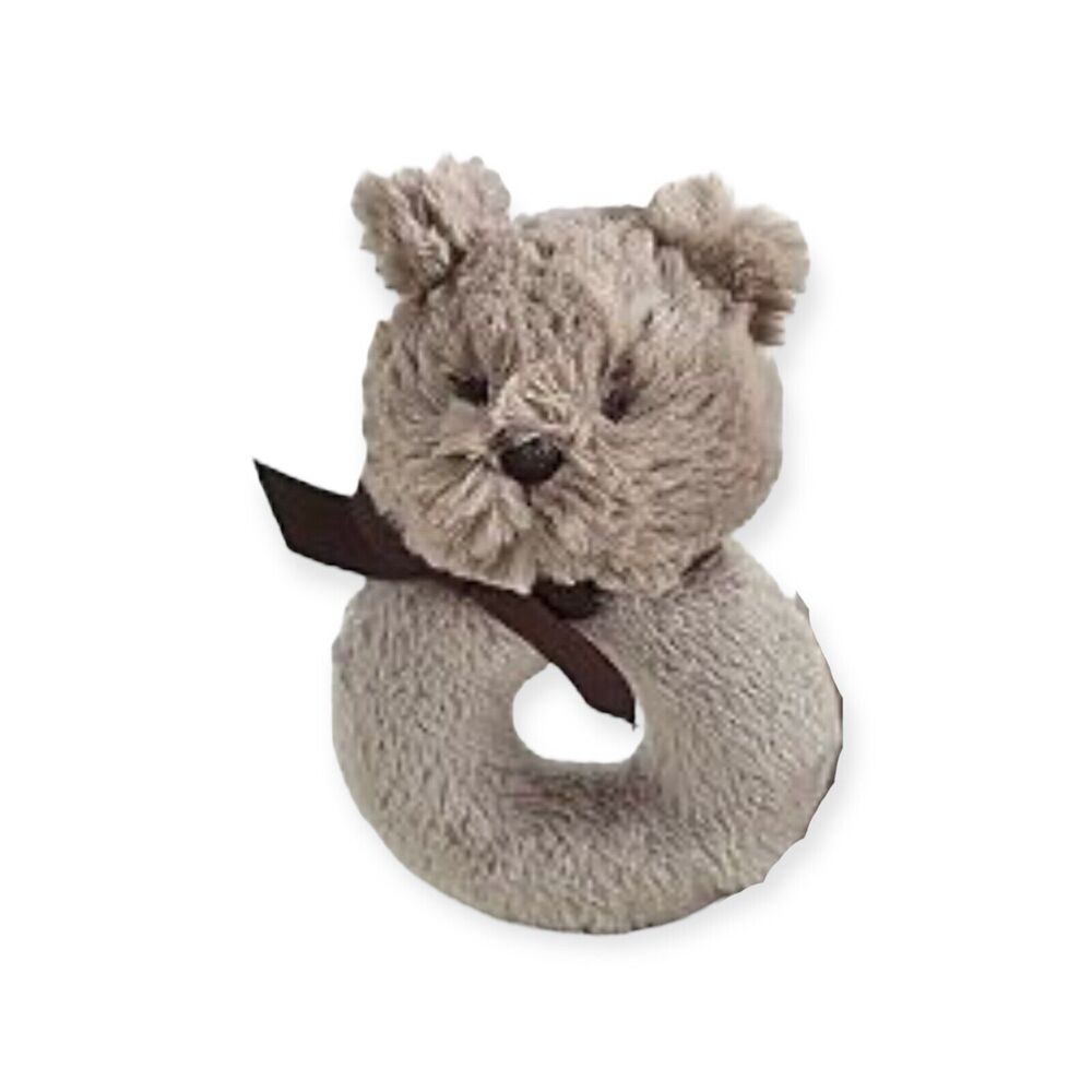 POTTERY BARN KIDS Soft Baby Rattle Plush Bear Soft Stuffed Animal Gift Baby NEW